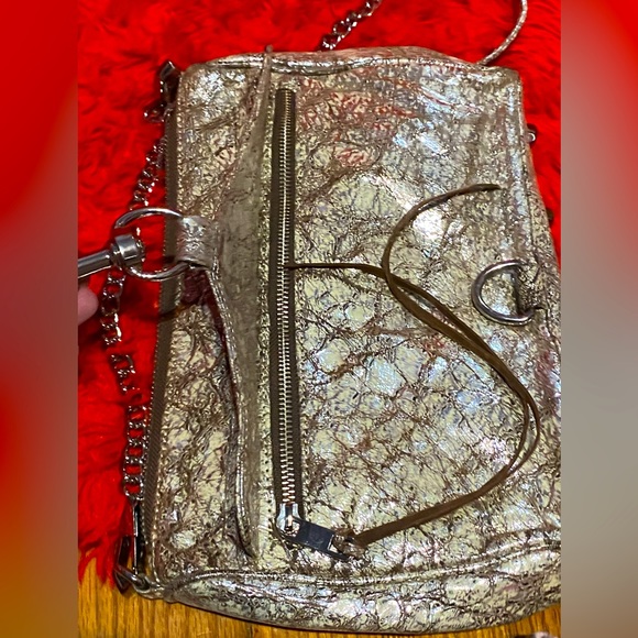 Gorgeous Rebecca Minkoff shoulder bag/purse,marbled shiny platinum gold pattern - Picture 5 of 13